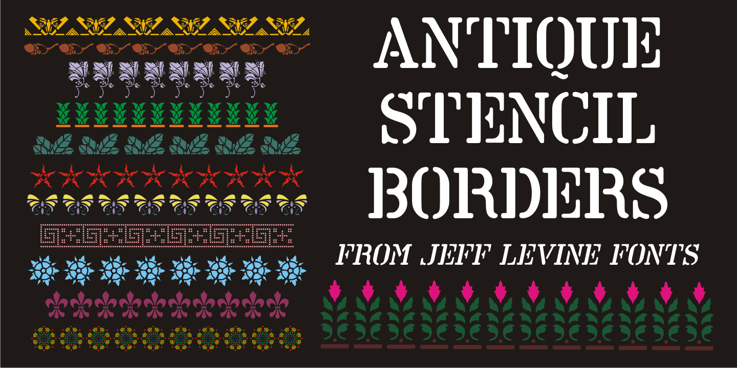 Пример шрифта Antique Stencil Borders JNL